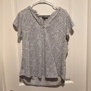 Adrianna Papell Black and White Speckled Blouse